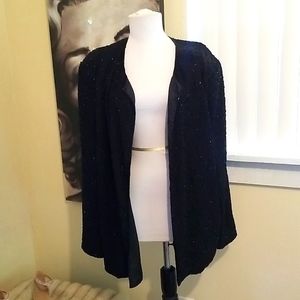 Black sequined swing blazer